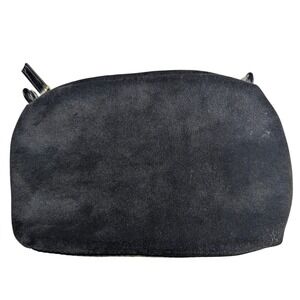 Lancôme Black Velour Cosmetic Makeup Bag Pouch Zippered Travel Organizer